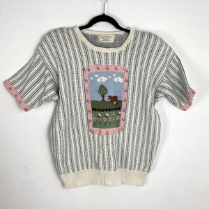 Susan Bristol Striped Sweater with Pastel Accents